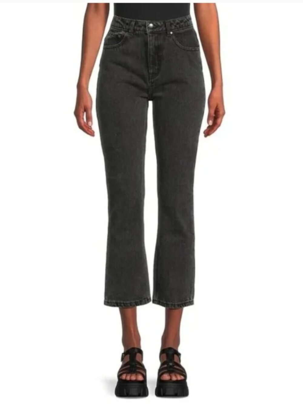 CAVALLI‎ CLASS Denim High-Rise Straight Leg Lighter Black Cropped Jeans Size 29